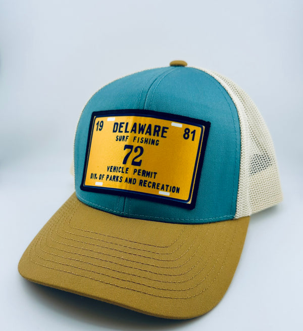 Colonial and Buff Mesh Back Hat with a Vintage Yellow Surf Tag Patch.