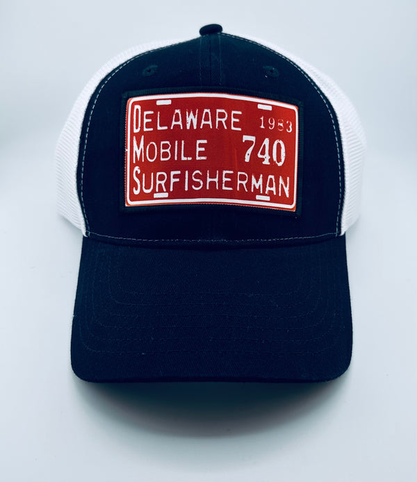 Navy Blue Mesh Back Hat w/ Vintage Red Surf Tag Patch