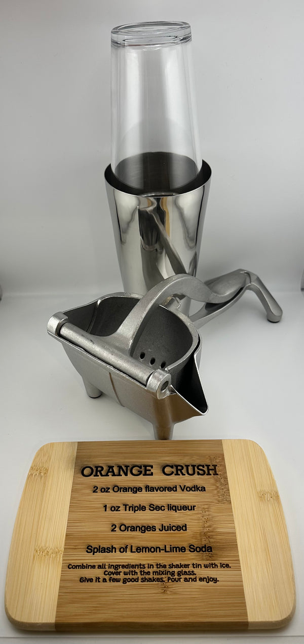 Orange Crush Cocktail Kit – Complete Bar Set with Recipe Cutting Board